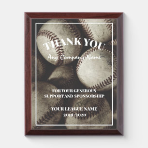 Grungy Baseballs on a Shelf Team/League Sponsor Award Plaque