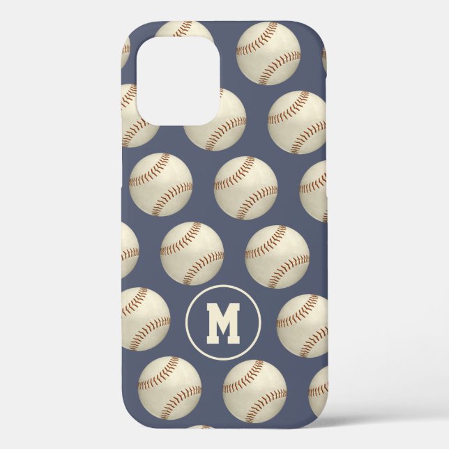 Grungy baseballs softballs pattern monogrammed Case-Mate iPhone case (Back)
