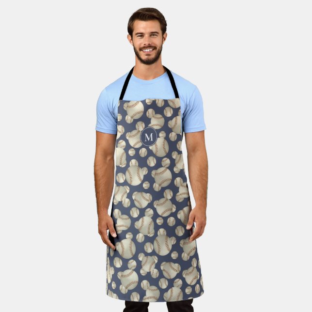 grungy baseballs  sports pattern personalized apron (Worn)