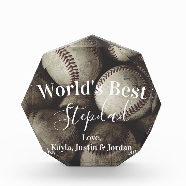 Grungy Baseballs World's Best Stepdad Photo Block (Front)