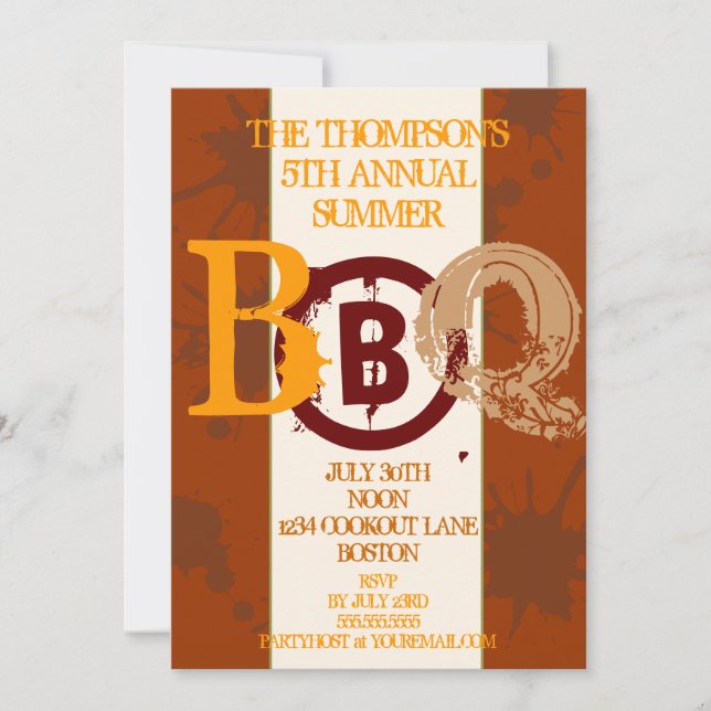 Grungy BBQ Modern Invitation (Front)