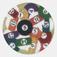 BILLIARDS BALLS CLASSIC ROUND STICKER