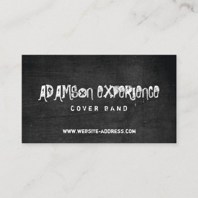 Grungy Black Chalkboard Business Card for Band/DJs (Front)