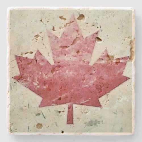 Grungy Canada Canadian Maple Leaf Stone Coaster