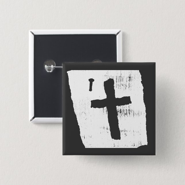 Grungy Christian Cross Button (Front & Back)