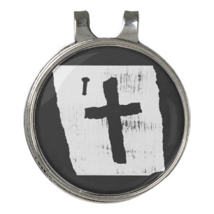 Grungy Christian Cross Golf Hat Clip