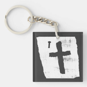 Grungy Christian Cross Keychain