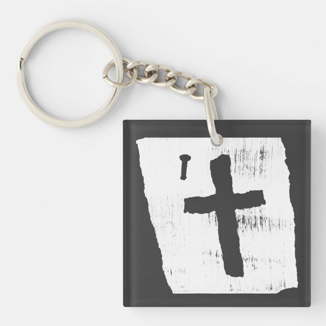 Grungy Christian Cross Keychain (Front)