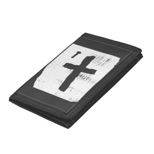 Grungy Christian Cross Tri-fold Wallet