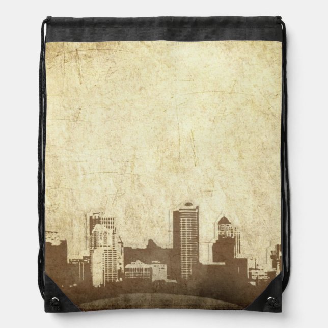 Grungy city background drawstring bag (Front)