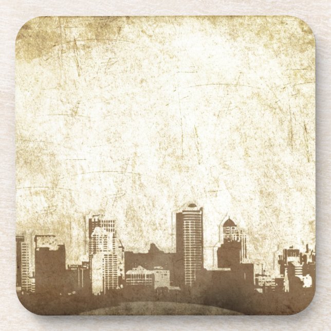 Grungy city background drink coaster (Front)