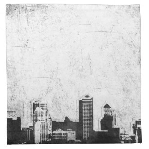 Grungy city background in black and white cloth napkin