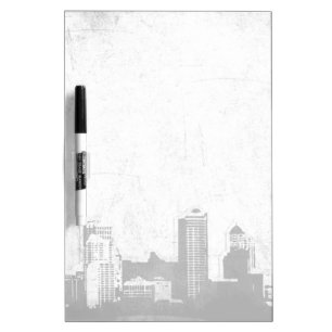Grungy city background in black and white Dry-Erase board