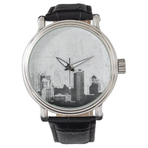 Grungy city background in black and white watch