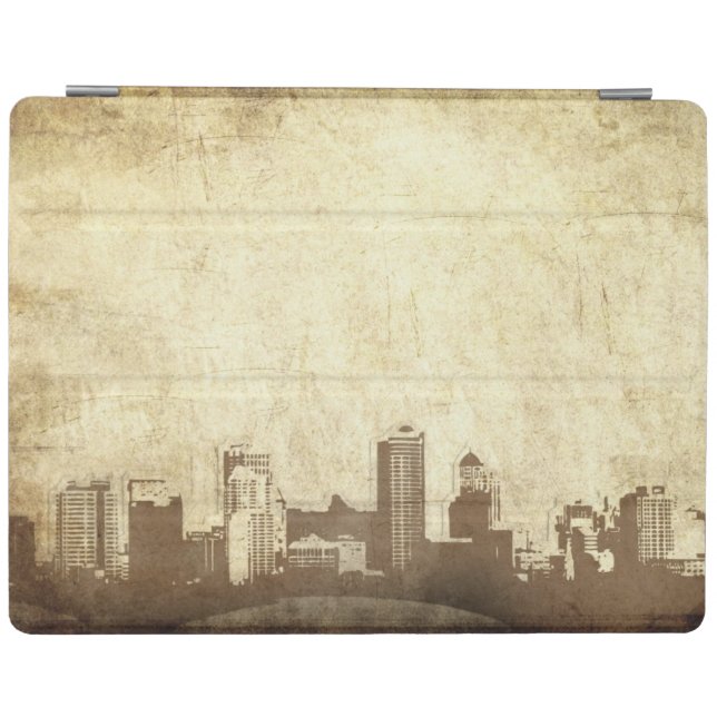 Grungy city background iPad smart cover (Horizontal)