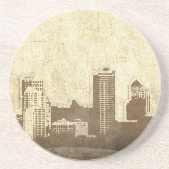 Grungy city background sandstone coaster (Front)