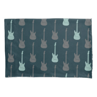 Grungy Classic Electric Guitar Polkadot blue grey Pillow Case