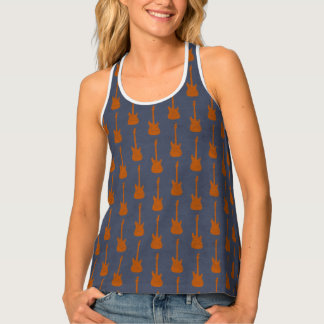 Grungy Classic Electric Guitar Polkadot blueorange Tank Top