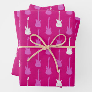 Grungy Classic Electric Guitar Polkadot pink white Wrapping Paper Sheets