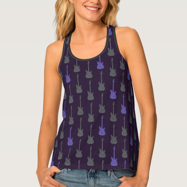 Grungy Classic Electric Guitar Polkadot purplegrey Tank Top (Front)