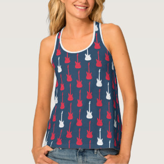 Grungy Classic Electric Guitar Polkadot red blue Tank Top