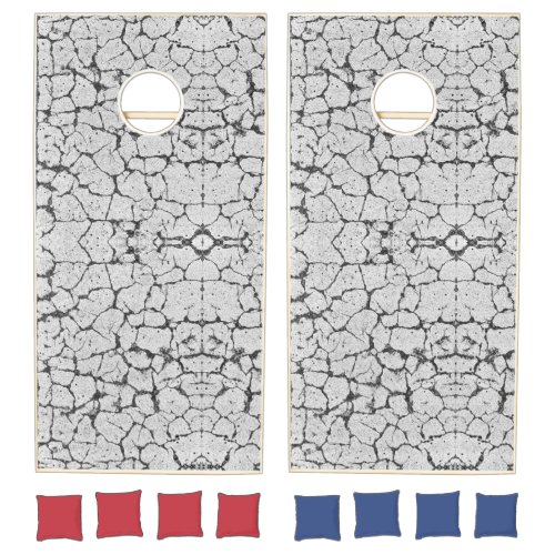 Grungy Cracked Paint Concrete  Cornhole Set