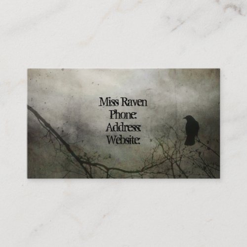 Grungy Crow And Moon Business Card