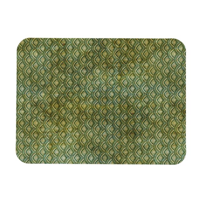 Grungy Dark Green Scallops Magnet (Horizontal)