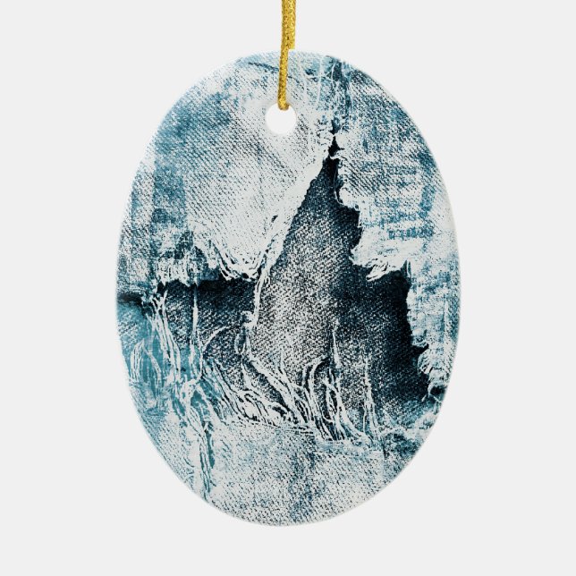grungy denim ceramic ornament (Front)