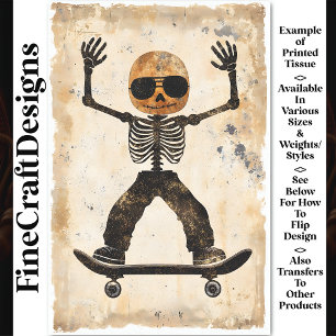Grungy Edgy Skateboarding Skeleton AJ9 Decoupage Tissue Paper