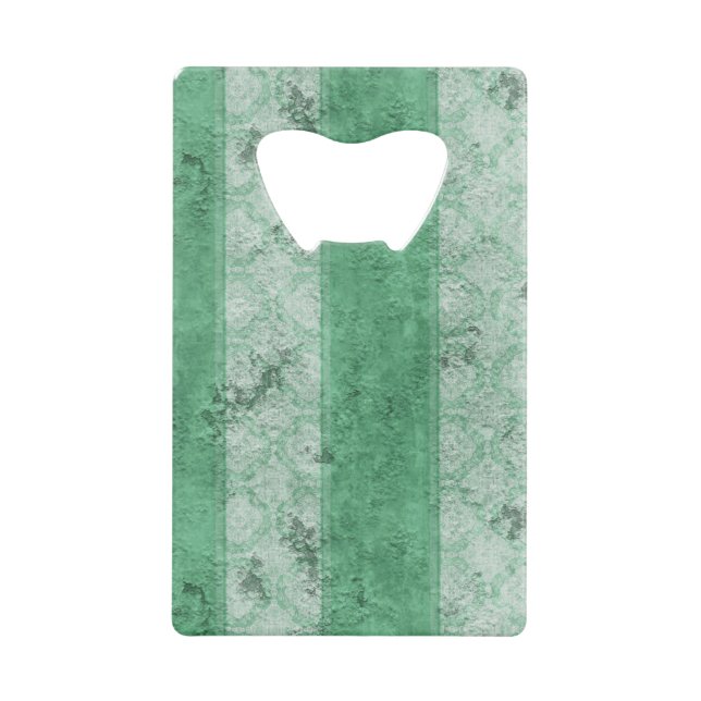 Grungy Fat Green Stripes Credit Card Bottle Opener (Front)