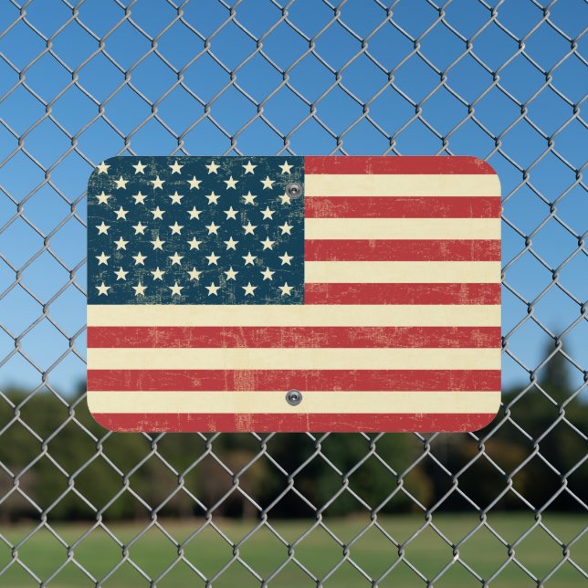 Grungy Flag of the USA Metal Sign (In Situ(Fence))