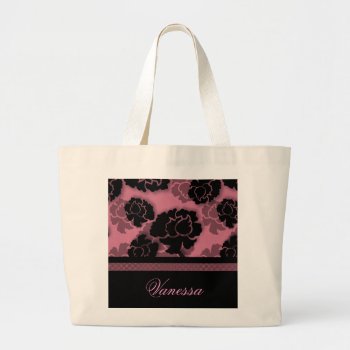 Grungy Floral Decadence Bag  Pink Large Tote Bag by Superstarbing at Zazzle