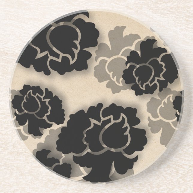 Grungy Floral Decadence Coaster, Ivory Drink Coaster (Front)
