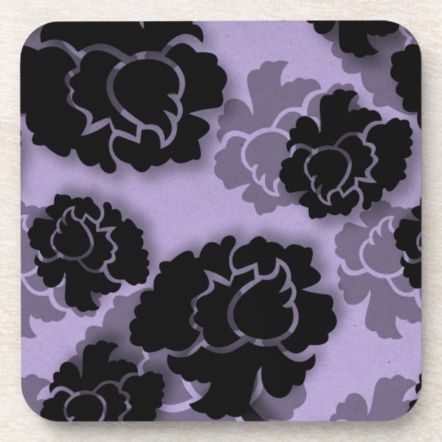 Grungy Floral Decadence Coaster Set, Lilac (Front)