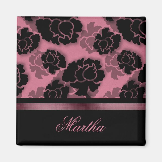 Grungy Floral Decadence Magnet, Pink Magnet (Front)