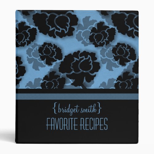 Grungy Floral Decadence Recipe Binder Light Blue Binder