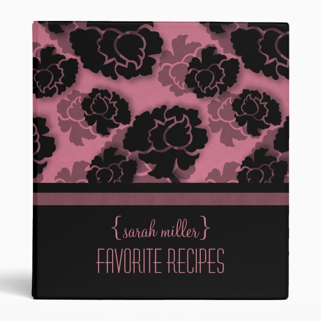 Grungy Floral Decadence Recipe Binder, Pink Binder (Front)