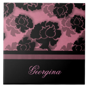 Grungy Floral Decadence Tile, Pink Tile