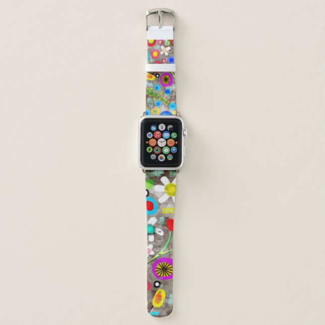 Grungy floral rustic apple watch band (Front)