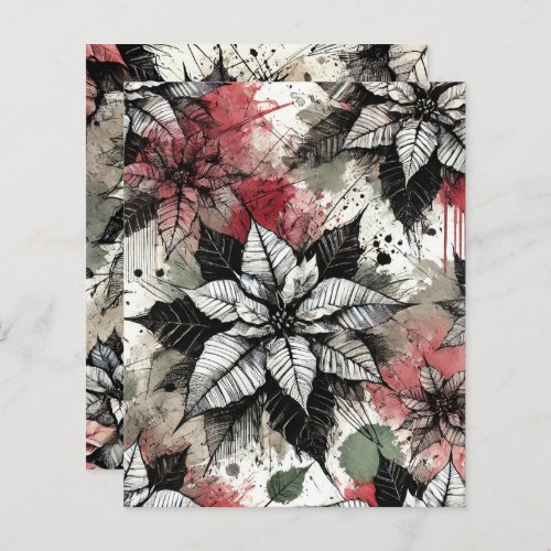Grungy Florals Poinsettia Sketches Scrapbook Paper