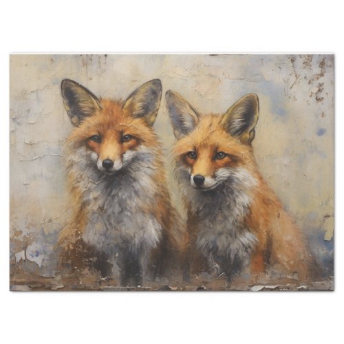 Grungy Fox Cubs Decoupage Tissue Paper