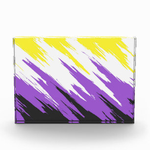 Grungy Funky ZigZag Abstract Nonbinary Pride Flag Acrylic Award