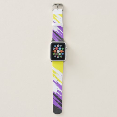 Grungy Funky ZigZag Abstract Nonbinary Pride Flag Apple Watch Band