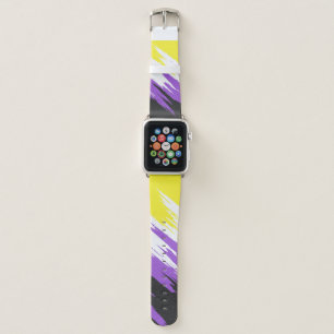 Grungy Funky ZigZag Abstract Nonbinary Pride Flag Apple Watch Band