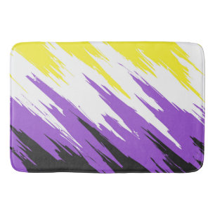 Grungy Funky ZigZag Abstract Nonbinary Pride Flag Bath Mat