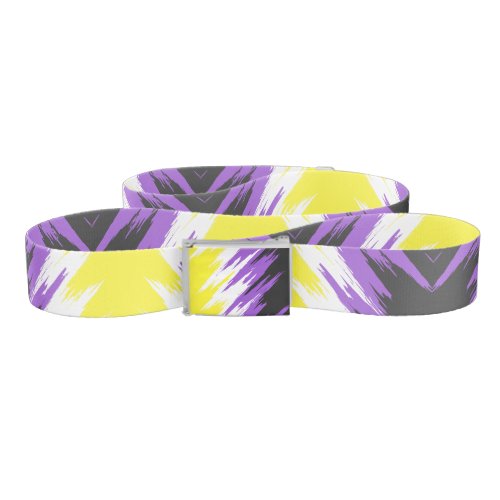 Grungy Funky ZigZag Abstract Nonbinary Pride Flag Belt