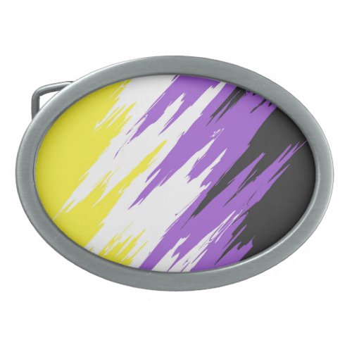 Grungy Funky ZigZag Abstract Nonbinary Pride Flag Belt Buckle