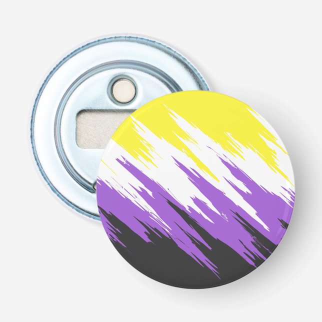 Grungy Funky ZigZag Abstract Nonbinary Pride Flag Bottle Opener (Front)