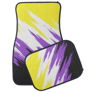 Grungy Funky ZigZag Abstract Nonbinary Pride Flag Car Floor Mat